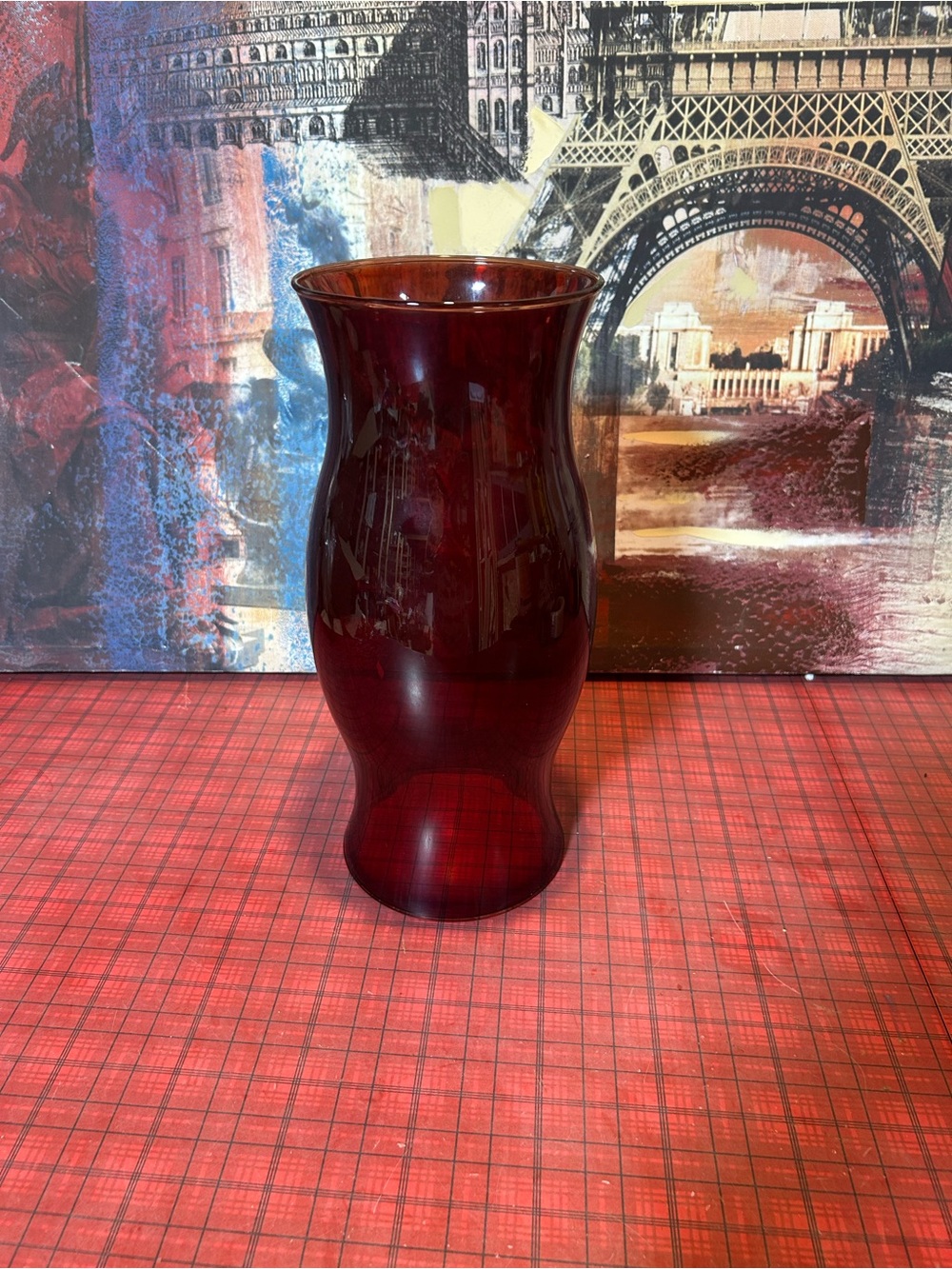 Vintage Cranberry Ruby Red Glass Oil Lamp Shade 5” Fitter